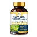 Organic Veda Ginkgo Biloba Turmeric Bacopa Brain Supplement for Memory, Mood & Focus with Ashwagandha - Keskittyminen, energia & aivojen Booster, terveitä niveliä & Kiertotuki - 60 Vegaanikapseli