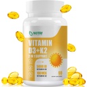 D3-vitamiinia K2 MCT-öljyllä, D3-vitamiinia 5000 IU ja K2-vitamiinia 100 mcg, Formula 2 in 1 Bone and Heart Health, Gluteeniton - 60 kreivi Softgels