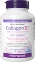 Webber Naturals Collagen30 Anti-ryppy, 2500 mg Bioactive Collagen Peptides per Serving, 180 tablettia, auttaa vähentämään syviä ryppyjä, Fine Lines & Stimulates ihosoluja, non GMO, Dairy & Gluteenittomia