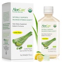 AloeCure USDA Organic Aloe Vera Juice Lemon Flavor - Made In 12 Tuntia sadonkorjuu - Natural Ruoansulatuskanavan tasapainotettu vatsahapon - Tuki Ruoansulatus- ja immuuniterveyden - 1 Btl x 16,70