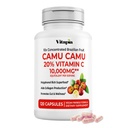 Organic Camu Camu Extract 20% C-vitamiinin kapselit - Immuuni, Kollageeni, Aineenvaihdunta Tuki - 120 Kasviskapselit - Ei GMO, Gluteeniton, Vegan täydennysosa