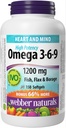 Webber Naturals Omega 3-6-9 Pellavansiemen-, kala- ja kurkkuöljy 1200 mg, 150 pehmogeeliä