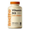Inhite Nutrition D-vitamiini 5000 iu - 400 Premium-vitamiini D3 Easy-Swallow Micro Tablets - High Strength Kolekalsiferol VIT D3 5 000iu - Kasvisruokaa Supplement - Valmistettu Isossa-Britanniassa