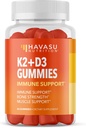 HAVASU NUTRITION D3-vitamiini K2 Gummies, Vadelma, 60ct