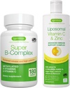 Super B- Complex + Liposomal C 1000 mg & Sinkki Vegan Bundle, Methylated Release B Complex & High Absorption Liquid Immuuni Support Complex, Igennus