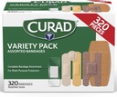 CURAD Assorted Bandages Bulk Variety Pack 320 Count 5 Styles including vedenpitävä, sheer, muovi, raskas velvollisuus & Flex-Fabric Ensiapu Kit Essentials Suojaa Scrapes, Leikkaukset & Palaa