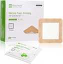 NeuHeils Silicone Adhesive Vaahto pukeutua Gentle Border 4'x4' varten Sore Leg Ulcer 10 Pack, Korkea Absorbency vedenpitävä Silicone Haava Bandage