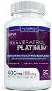 Resveratrol Platinum Antioxidants Supplement: Tehokas anti ikääntymistä Formula Pure, Natural Trans Resveratrol Immuunituki, elinkyky ja aivojen terveys, 30 Gluteeniton kasviskapselit