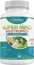 Super Mind - Nootropic Kognitiivinen Enhancer - Brain Boost täydentää luonnollisia ainesosia - Bacopa Monnieri - Rhodiola Rosea - Ginkgo Biloba - B12-60-vitamiini Vegaani kapselit valmistettu Yhdysvalloissa