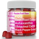 SHIZAM Ubiquinol CoQ10 PQQ Astaksantiini Beets Gummies, Super Mitokondrio ATP lisäravinteet Soft Chews Liquid pillerit jauhe Alt, Beet-Root