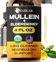 FabLab Mullein Leaf Extract kanssa Elderberry 4 Fl Oz - Made in USA - Drops for Better Lung - Mullein Tincture for Lung Detox - Bronchial Cleanse for Smokers - Hengitysteiden kasviperäisten täydentää