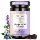 Winged Wellness Sleepyhead Natural Sleep Gummies for Women - Prime Sleep Support Apua aikuisille 3 mg Melatoniini, L-Theanine, 5-HTP - Mustikka Laventeli Maku - 30 Tarjoilut