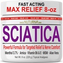 Iciatica Nerve Cream - Maximum Strength Comfort Cream jalka, kädet, jalat, varpaat, takaisin - Natural Ultra Strength Arnica, MSM, Menthol, rauhoittava Comfort, Large 8 Oz