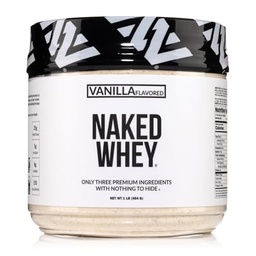 NAKED Vanilla Whey Protein 1Lb, Vain 3 Ainesosat, Kaikki Natural Grass Fed Whey Protein Powder + Vanilla + Coconut Sugar - GMO-vapaa, soijaton, gluteeniton. Apu lihasten kasvua, 12 tarjoilua