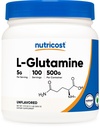 Nutricost L-glutamiinijauhe (500 gramman) Mautonta - Gluteeniton & ei-GMO, 100 tarjoilua
