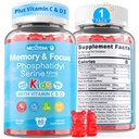 Fosfatidyyliseriini Supplement 100mg, Focus Gummies for Kids Teens + C-vitamiini & D3 400IU, sokerittomat lapset Aivojen Gumies lisätä huomiota ja keskittymistä, puristaa, Vegan, Gluteeniton, ei-GMO 60Ct
