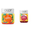 Olly Hei Happy Gummy Worms, Mielen tasapaino tuki, D-vitamiini, Saffron, Aikuisten purutabletti ja extra vahvuus Päivittäinen energia Gummy, kofeiiniton, 1000 mcg B12, CoQ10, Goji Berry