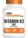 BulkSupplements.com K2-vitamiinia Softgels - K2-vitamiinia MK7, vitamiini täydentää - Gluteeniton, 1 Softgel per tarjoilu, 365 Count (pakkaus 1)