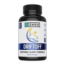 Zhou Driftoff - Nature Inspired Sleep Aid, Valerian Root & Melatonin for Sleep for Men & Women, Rauhallinen uni lisä aikuisille Gaba & Kamomilla rentoutua - 60 kasviskapselit