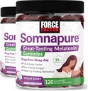 Force Factor Somnapure Gummies melatoniini, Drug-free Sleep Support lisä aikuisille satunnaisia Unettomuutta, Dream Berry Flavor, 120 Count (paketti 2)