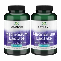 Swanson Magnesiumlaktaatti - Mineraali Supplement Edistävät lihasten ja luun terveys tuki - Laktoositon laktaatti Mineral Form hellälle imeytymiselle - (120 kapselia, 84 mg Each) 2 pakkaus