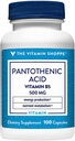 Vitamiini Shoppe Pantotenic Acid 500MG, jossa on B5-vitamiini, tukee energian tuotanto & hiukset, iho, kynnet, kerran päivässä (100 kapselia)