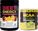 Nutrology Beet Natural O2, Pre workout Powder, Passion Fruit Flavor (30 tarjoilua) BCAA Natural, Plant Based BCAA Powder, Lemonade Flavor (30 tarjoilua)
