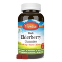 Carlson - Black Elderberry Gummies, C-vitamiinia & Sinkki, Immuunituki, 120 Gummie