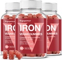 Rauta Gummies lisäravinteet naisille ja lapsille - Multivitamiinia rauta veren happi, Maksimi-vitamiini C-vitamiinia Max Imeytyminen - Vegan Pureskeltava, Peach Flavor (± 3 pakkausta)