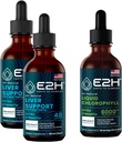 E2H: Maksan tukilisä (2 pakkausta - 4 Fl Oz) ja klorofyllin nestepisara (yksittäinen pullo - 2 Fl Oz)