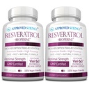 Hyväksytty Science® Resveratrol - 1000 mg Trans Resveratrol - 250 mg polyfenolia - 98% Puhtaustaso - Sisältää Bioperine® - 380 vegaanista Friendly Capsules - 2 pulloa