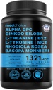12-in-1 Nootropic Ginkgo Biloba aivojen tuki, muisti ja keskittyä - B12, Alpha GPC, L Theanine ja koliini täydentää Bioperine ei kofeinoitu 1321mg (60ct)