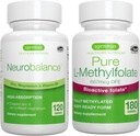 Neurotasapaino Sinkki, magnesium ja B6-vitamiini + puhdas folaatti 400 mcg Vegan Bundle, kelatedsinkkipikolinaatti 24 mg, oksiditon magnesium ja B6-vitamiini + optimoitu L-metyylifolaatti, Igennus