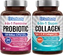Probiootti + Collagen Bundle, 4-in-1 Feminiini Probiootti (30ct) & 6-in-1 Super Collagen (90ct), 2 pakkausta, karpalo, Ruoansulatuskanavan ja terveen ikääntymisen tuki, ei-GMO