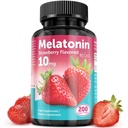 Melatoniinit - 10 mg ravintolisä - mansikan makuinen - 200 vegaanista tablettia -