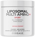 Codeage Liposomal Multi Amino Powder Supplement - BCAA & EAA Supplement Kaikki 9 Essential Amino Acids, Haaraketjuinen Aminohappo, Pre & Post Treenaus, Makuamaton, Liposom Delivery, non-GMO, 6.15 oz