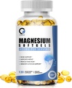 Magnesium Glycinate Kapselit, suuri imeytyminen Magnesium Glycinate 400 mg B6-vitamiinilla ja D3-vitamiinilla Magnesium Complex lisäravinteet Softgels for Muscle, Bone & Energy Support Non-GMO 120 Vegaanimäärä