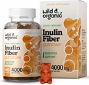 Wild & Organic Inulin Fiber Gummies 4000mg - Ruoansulatustuki w / Chicory Root - Liukoinen kuitu täydentää w / Inulin Powder - Prebiootit Gut Support - 60 Prebiotic Gummies