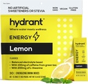 HYDRANT Energy Sitruuna Maku 30 Stick Pack, kofeiini & L-Theanine Nopea nesteytys Mix, Elektrolyytti Hydration Powder Packetit sinkki