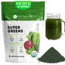 Kate Naturals Organic Super Greens Powder. Daily Greens Superfood Blend Probiootit & kuitua Smoothies ja mehu (30 tarjoilua, 8oz, Natural)
