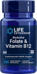 Life Extension BioActive Folate & Vitamiini B12, 150 Kasvissyöjäkapselit - Ei GMO, Gluteeniton täydennysosa