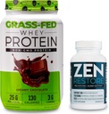 Nutrologia Grass Fed Whey Protein Powder, tukee lean lihasten Recovery & Performance, Creaty Chocolate Flavor (28 tarjoilut) Zen Natural Magnesium Supplement (30 tarjoilua)