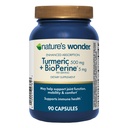 Nature's Wonder Turmeric Supplement BioPerine - Enhanced Absorptio Turmeric Complex 500mg BioPerine 5mg Yhteinen toiminta, liikkuvuus ja Comfort, 90 kasvissyöjä Turmeric Kapselit