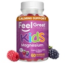 Feel Great Kids Rauhoitu Magnesium Gummies - Magnesium täydentää lapsille - Magnesium Citrate Gummies - 60 Count