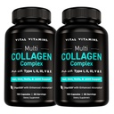 Vitamiinit Multi Collagen pillereitä naisille ja miehille (2-pakkaus) - Hydrolysoidut kollageeni Peptidit - tyyppi I, II, III, V, X - Grass Fed, ei-GMO