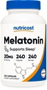 Nutricost Melatoniini 20 mg, 240 kapselia, ei-GMO & gluteeniton