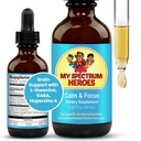 My Spectrum Heroes Calm & Focus Supplement Drops - Brain Support kanssa L-theanine, GABA, Huperzine A - Paranna keskittyä lapsille tai aikuisille - Boost keskittyminen lapsille & Teens - 2.02 FL oz. (60 ml)