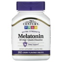21st Century Extra Strength Melatoniini, nopea liuotus, kirsikka, 10 mg, 360 tablettia