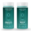 Iwi Omega-3 & Brain Omega-3 Bundle, 30 Servings, Vegan Plant-Based Algae Omega 3, EPA + DHA, Krill & Fish Oil Alternative, No Fishy Aftertaste
