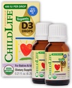 CHILDLLIFE ESSENTENALS Organic D3-vitamiini Drops for Infants & Newborns - Baby Vitam D-vitamiini D Drops, 400 IU per neste Drop, Immuno & Bone Health Support, USDA Organic, Makuton - 0,21 Fl Oz (2 pakkaus)